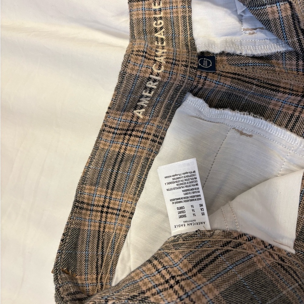 American Eagle Outfitters Wide Leg Plaid Pants - Gray and Tan - Picture 6 of 6